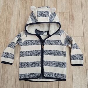 H&M Kids Striped Hoodie - Cream and Navy